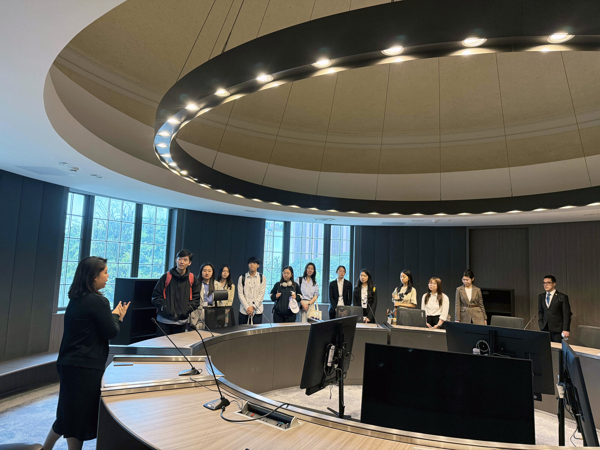 Participants exploring the state-of-the-art facilities at Maxwell Chambers during a guided tour with Ms Isabel Ho.