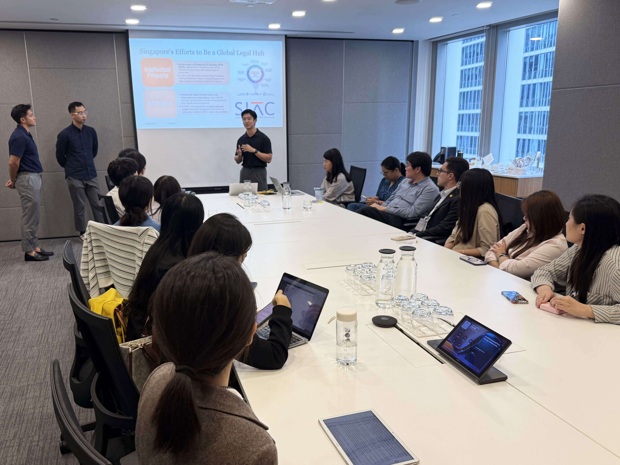 Participants immersed in a learning session at Bird & Bird ATMD, exploring practical aspects of IP law and digital innovation.