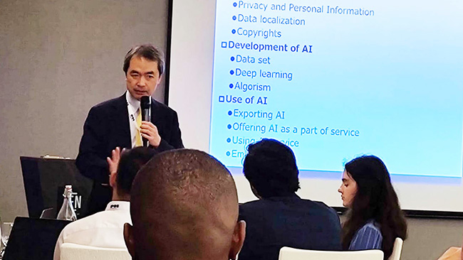 Professor Yuasa Harumuchi (Meiji University) offering valuable Japanese perspectives on AI governance, enriching participants' understanding of international best practices.